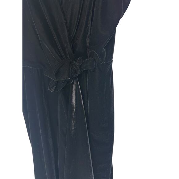 Lauren Ralph Lauren Women's Black Velvet Tie Waist Cocktail Hour Dress Size 14 - Picture 3 of 10